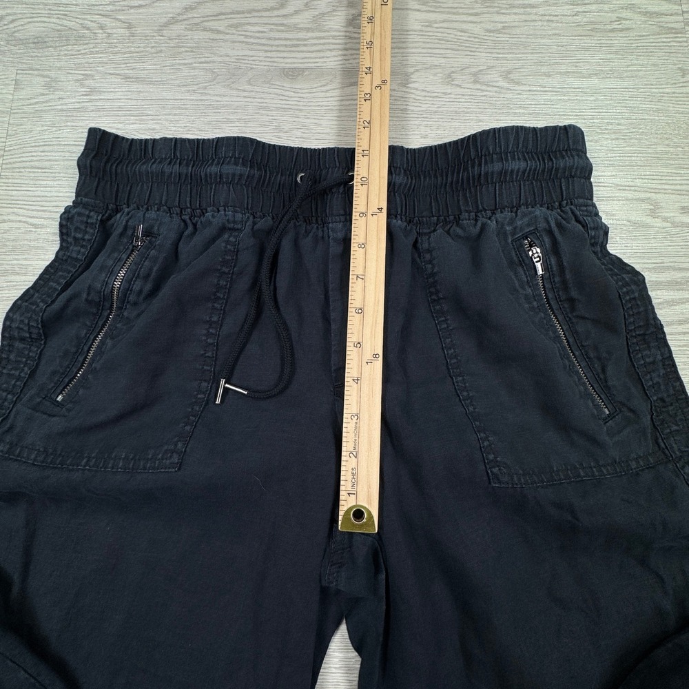 Athleta Womens Jogger Cabo Linen Pants Black 12 Elastic Waist Casual Pocket - Picture 5 of 8